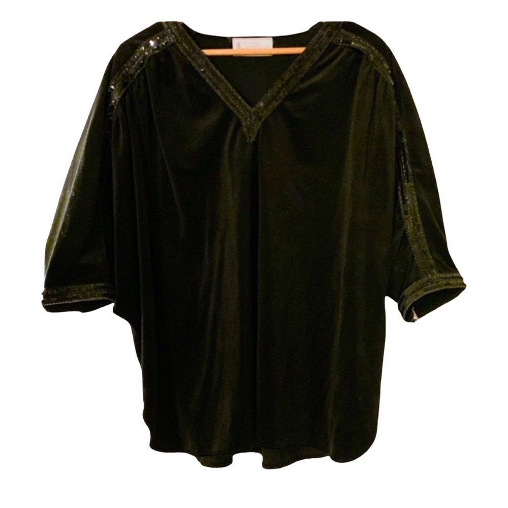 TOM BEZDUDA for Barad & Co. Vintage 70’s Flowy Black Sequin Top-Size Large